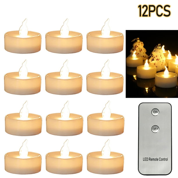 12pcs Flickering Flameless Candles Led Tea Lights with Timer Battery Operated 